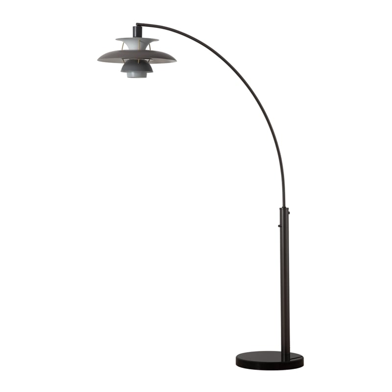 Palm Springs 1 Light Arc Floor Lamp - 87 Gunmetal and Gray tonal shades