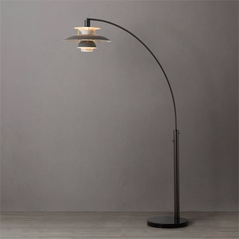 Palm Springs 1 Light Arc Floor Lamp - 87 Gunmetal and Gray tonal shades