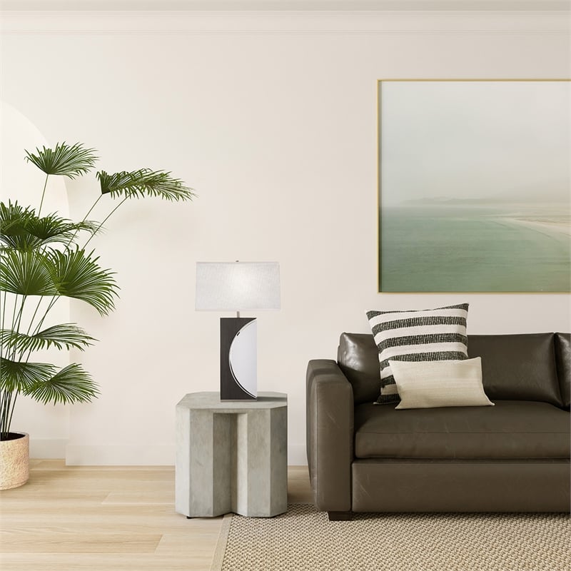 Half Moon Table Lamp with Nightlight feature 30 Charcoal Gray Wood