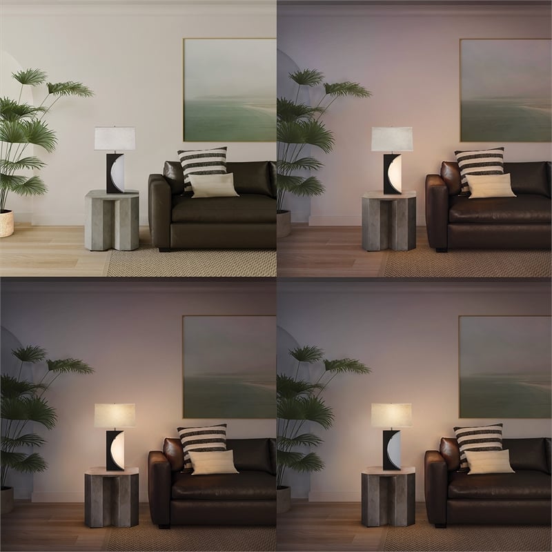 Half Moon Table Lamp with Nightlight feature 30 Charcoal Gray Wood