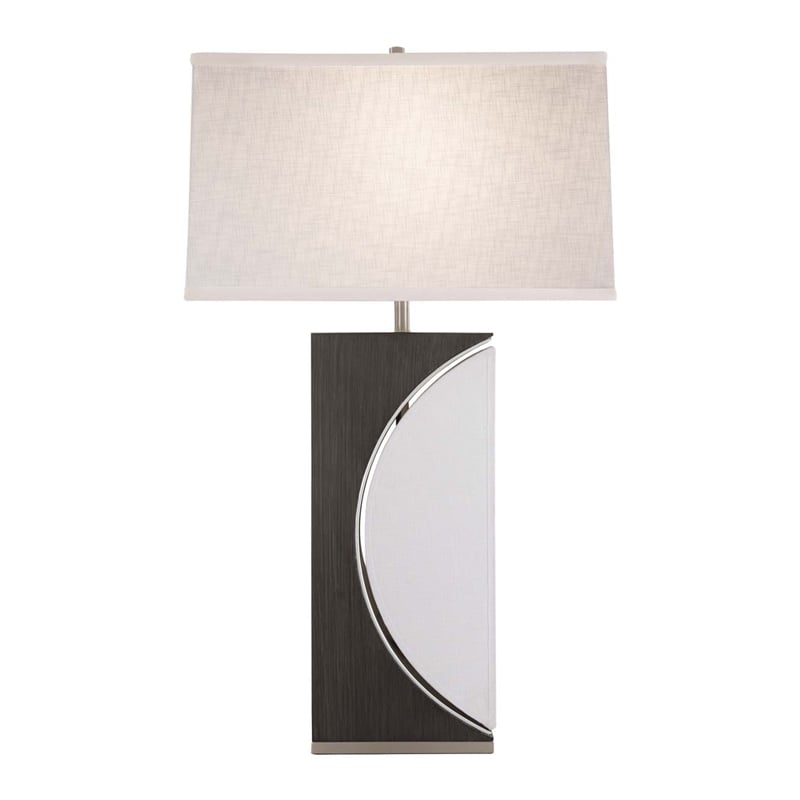 Half Moon Table Lamp with Nightlight feature 30 Charcoal Gray Wood
