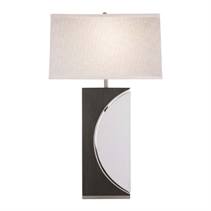 half moon table lamp with nightlight feature 30 charcoal gray wood