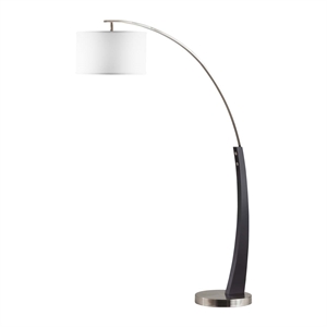 Plimpton 76&quot 1 Light Arc Floor Lamp - Espresso Wood and Brushed Nickel