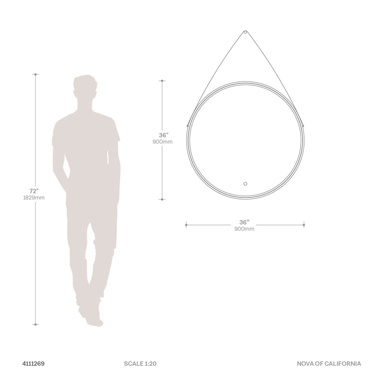 Aurora 36 Inch Round Backlit LED Wall Mirror