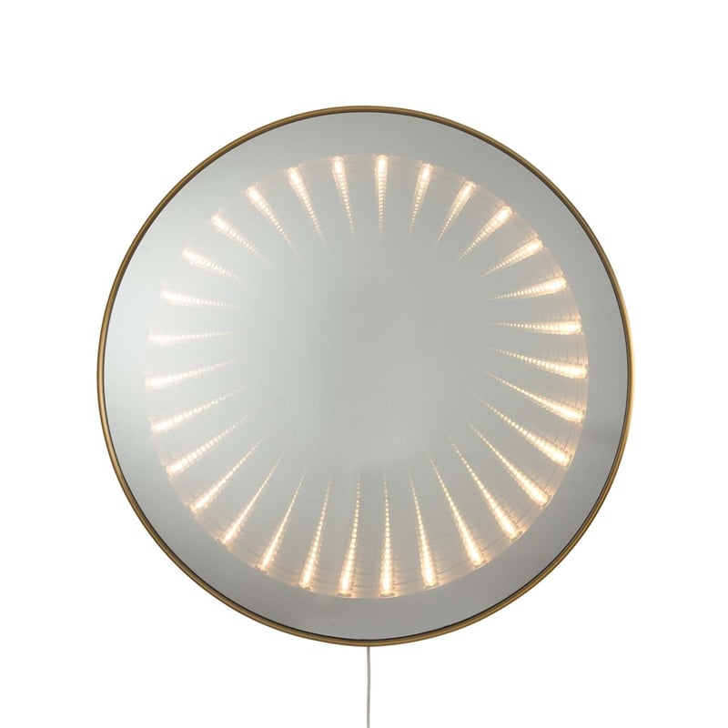 Carnival 36 Round LED Infinity Wall Mirror Brushed Brass Inline on/off