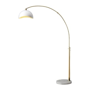 Luna Bella Arc Floor Lamp - 92&quot Brass White Gold Leaf Shade Marble Base Dimmer Switch