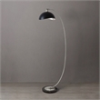 Luna Bella Chairside Arc Floor Lamp Black & Silver-Leaf Shade Antique Nickel