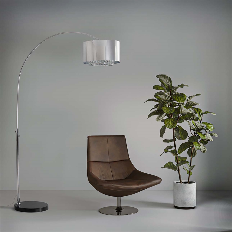 Marilyn 1 Light Arc Floor Lamp - 94 Chrome Mylar Crystal shade