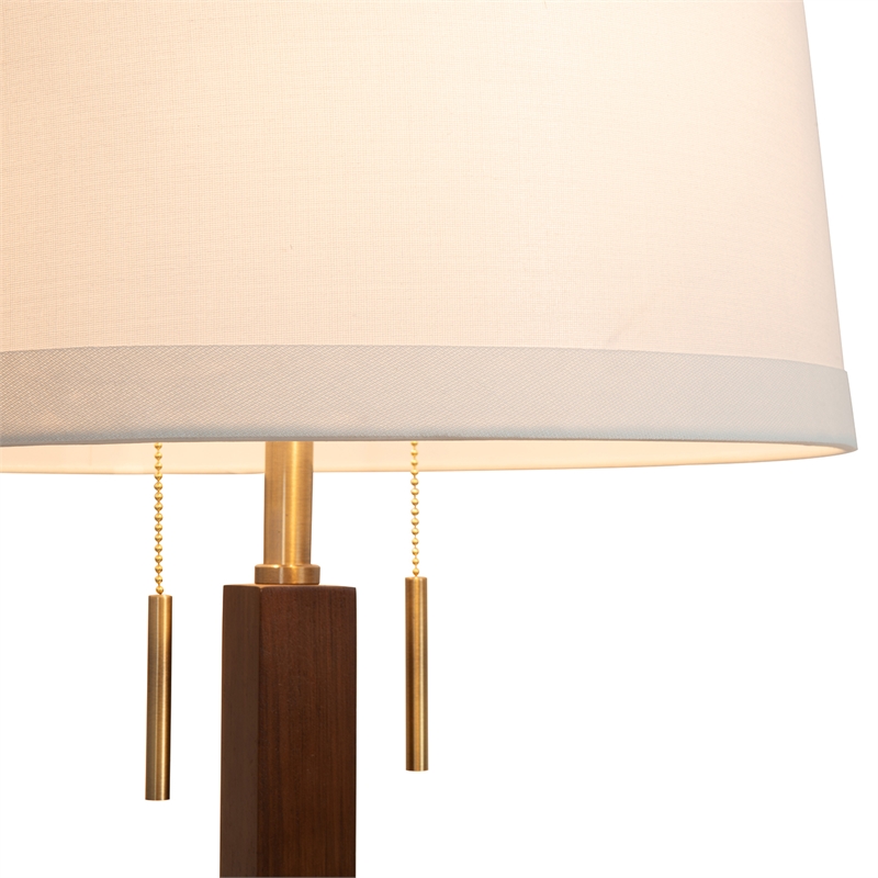 Swiss Cross Table Lamp - Dark Walnut Wood Finish Weathered Brass