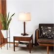 Swiss Cross Table Lamp - Dark Walnut Wood Finish Weathered Brass