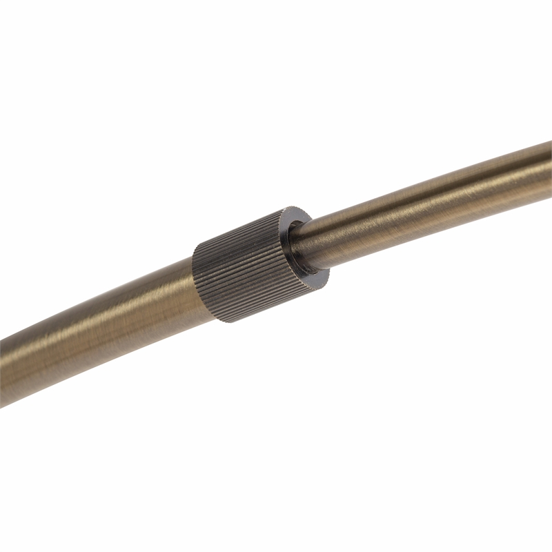 Tambo Arc Floor Lamp - Natural Ash Wood Finish Weathered Brass