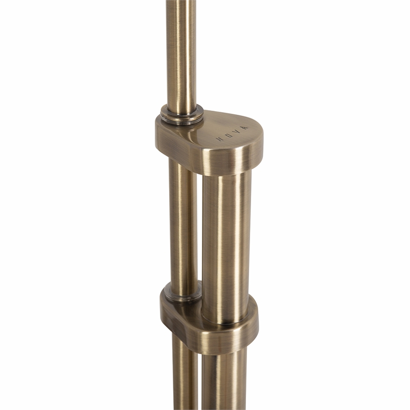 Tambo Arc Floor Lamp - Natural Ash Wood Finish Weathered Brass