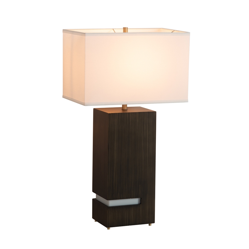 Zen Standing Table Lamp - Gilded Ebony Wood Finish