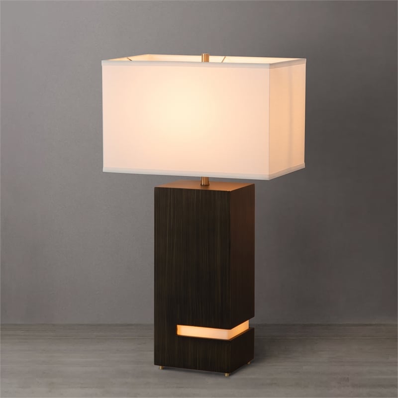 Zen Standing Table Lamp - Gilded Ebony Wood Finish