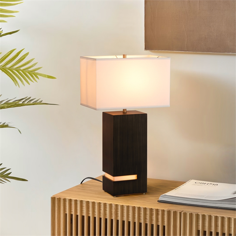 Zen Standing Table Lamp - Gilded Ebony Wood Finish