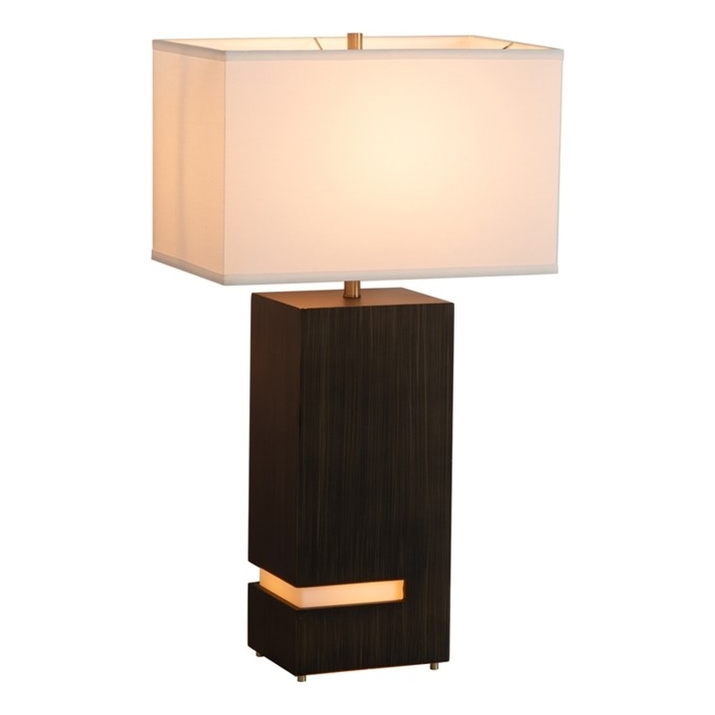 Zen Standing Table Lamp - Gilded Ebony Wood Finish
