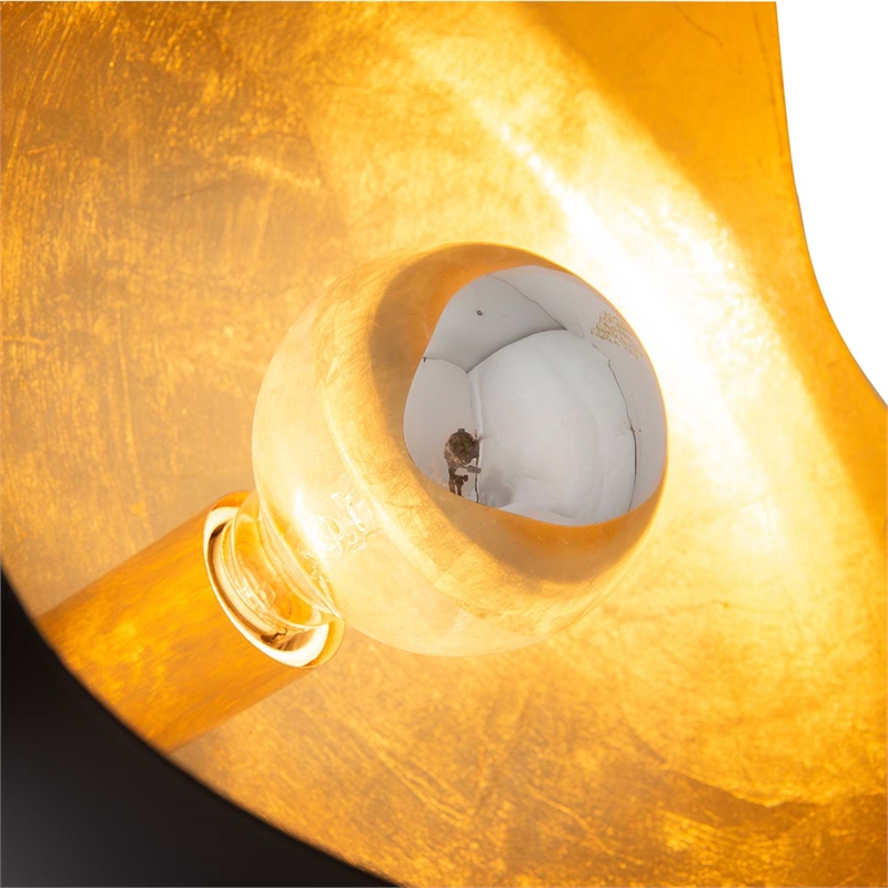 Luna Bella Accent Table Lamp Black & Gold-leaf shade Weathered Brass