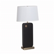 Laurel Table Lamp - Ebony Wood Finish Weathered Brass White Linen Shade