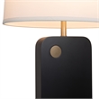 Laurel Table Lamp - Ebony Wood Finish Weathered Brass White Linen Shade