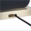 Laurel Table Lamp - Ebony Wood Finish Weathered Brass White Linen Shade