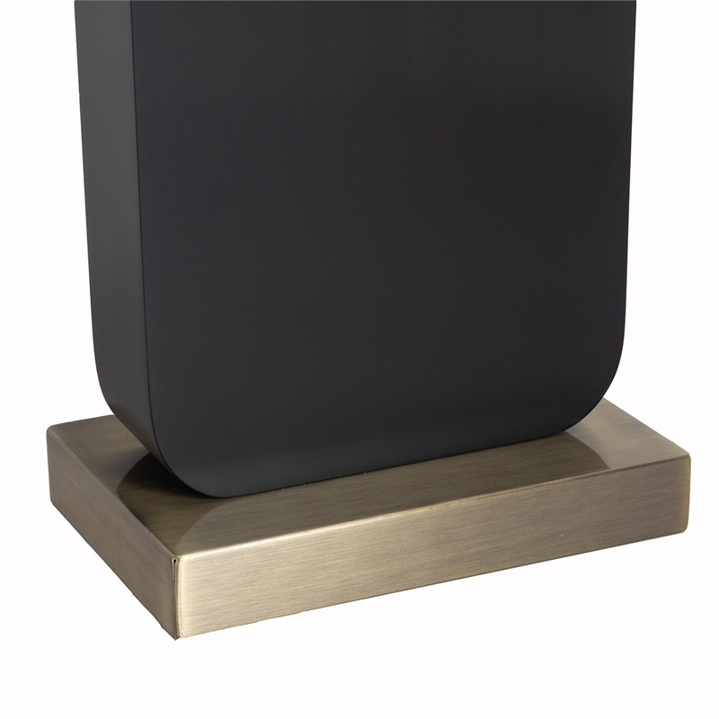 Laurel Table Lamp - Ebony Wood Finish Weathered Brass White Linen Shade