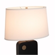 Laurel Table Lamp - Ebony Wood Finish Weathered Brass White Linen Shade