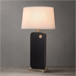 Laurel Table Lamp - Ebony Wood Finish Weathered Brass White Linen Shade