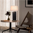 Laurel Table Lamp - Ebony Wood Finish Weathered Brass White Linen Shade