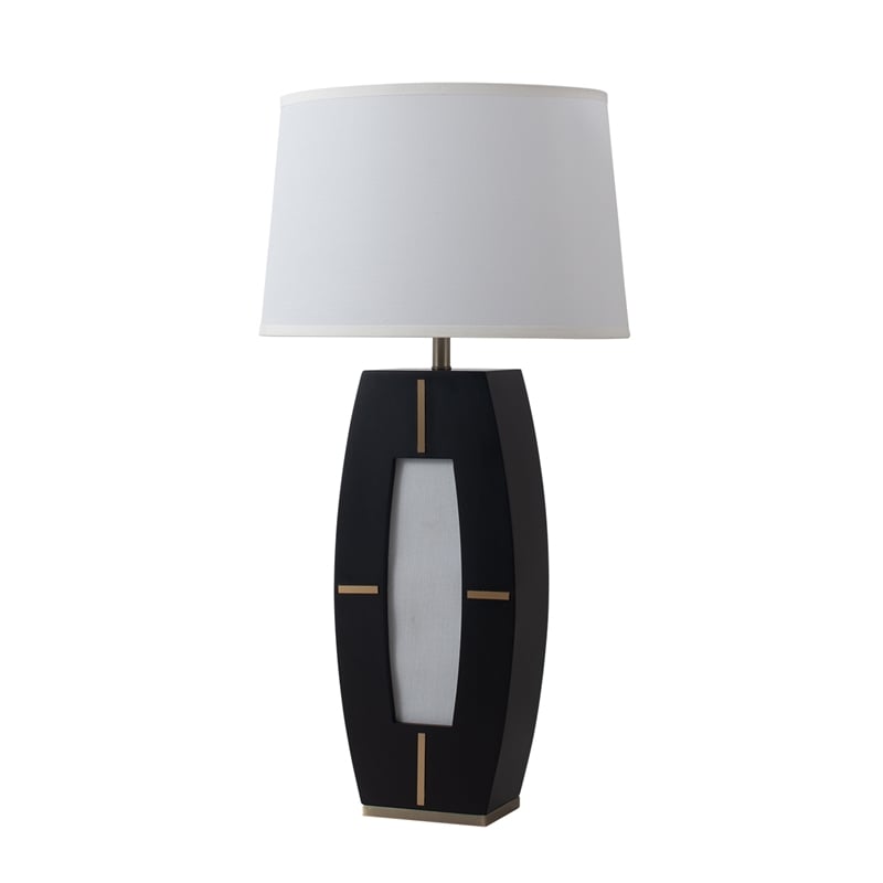 Delacey Table Lamp with Nightlight Ebony Wood Finish Weathered Brass