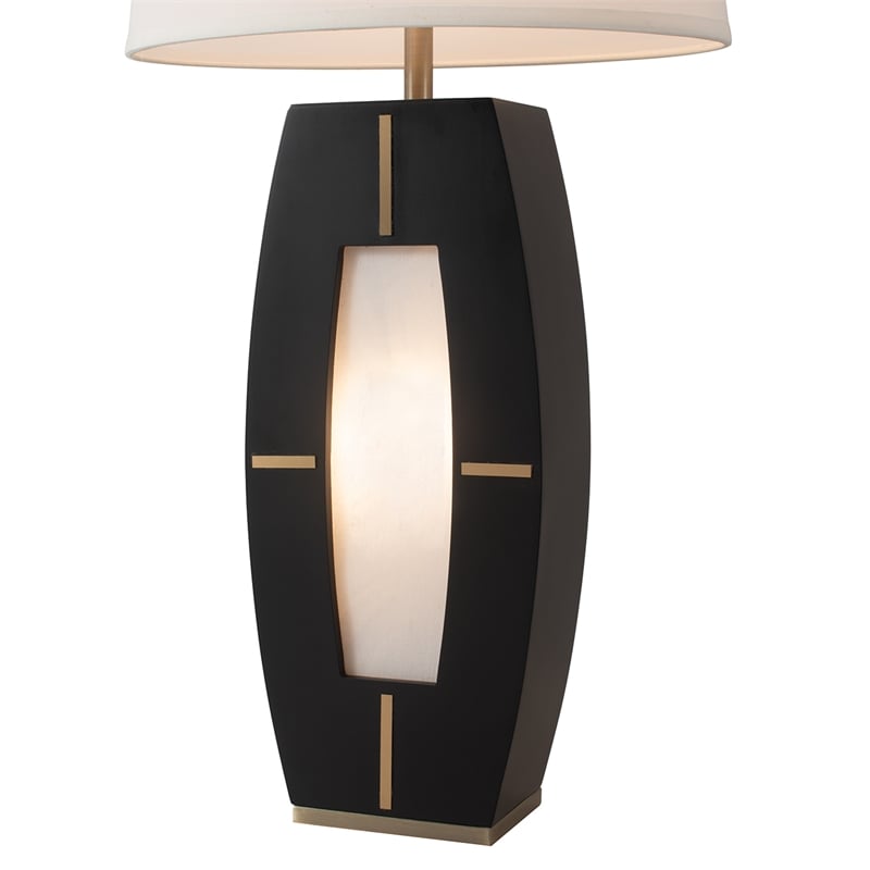 Delacey Table Lamp with Nightlight Ebony Wood Finish Weathered Brass