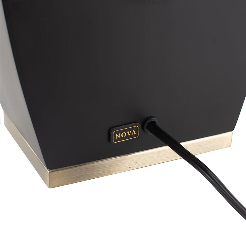 Delacey Table Lamp with Nightlight Ebony Wood Finish Weathered Brass