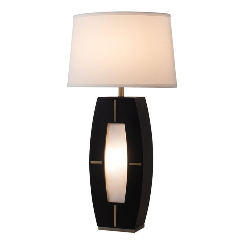Delacey Table Lamp with Nightlight Ebony Wood Finish Weathered Brass