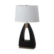 Trina Table Lamp - Ebony Wood Finish Weathered Brass White Linen Shade