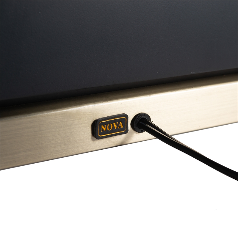 Trina Table Lamp - Ebony Wood Finish Weathered Brass White Linen Shade