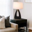 Trina Table Lamp - Ebony Wood Finish Weathered Brass White Linen Shade