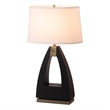 Trina Table Lamp - Ebony Wood Finish Weathered Brass White Linen Shade
