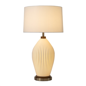 santa clara bone porcelain table lamp with nightlight - 30 weathered brass