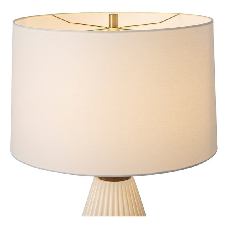 Concord Bone Porcelain Table Lamp - 30  White & Walnut 4-Way Rotary Switch