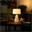 Concord Bone Porcelain Table Lamp - 30  White & Walnut 4-Way Rotary Switch
