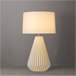 Concord Bone Porcelain Table Lamp - 30  White & Walnut 4-Way Rotary Switch