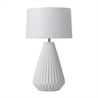Concord Bone Porcelain Table Lamp - 30  White & Walnut 4-Way Rotary Switch