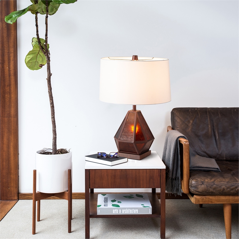 Artifact Natural Mica Table Lamp with Nightlight 22 Inch Gunmetal Charcoal Gray