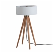 Quattro Table Lamp - Natural Ash Wood Finish & Weathered Brass White Linen Shade