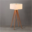 Quattro Table Lamp - Natural Ash Wood Finish & Weathered Brass White Linen Shade