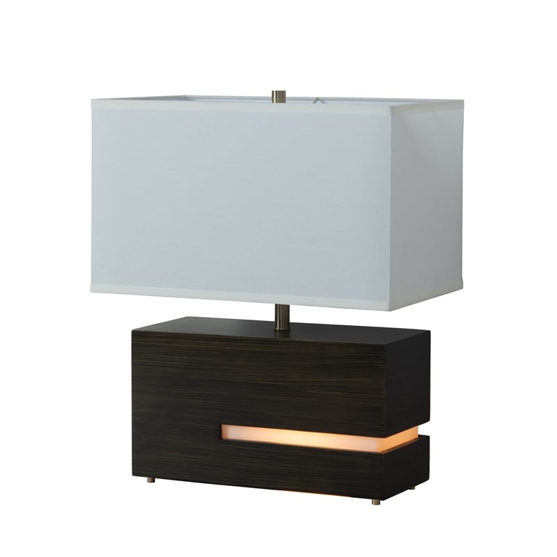 Zen Reclining Table Lamp - Gilded Ebony Wood Finish Weathered Brass