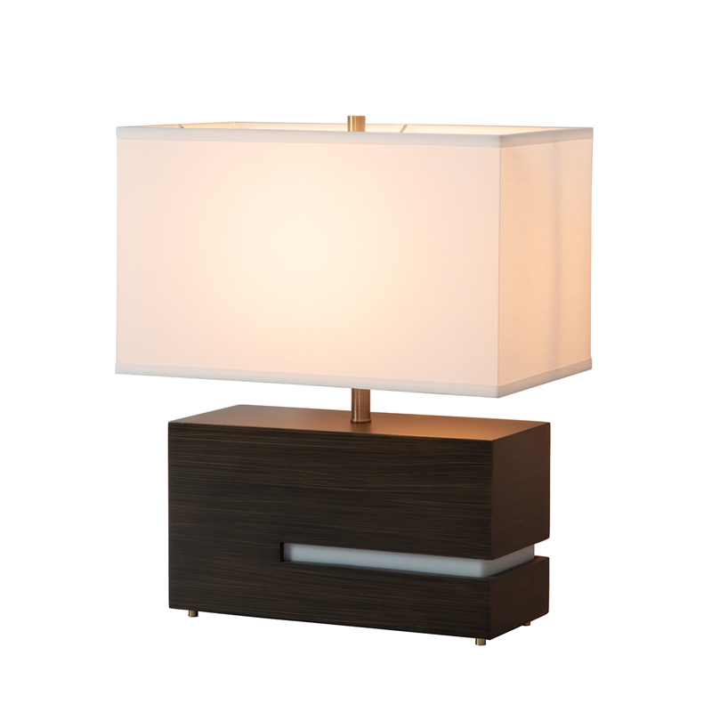 Zen Reclining Table Lamp - Gilded Ebony Wood Finish Weathered Brass