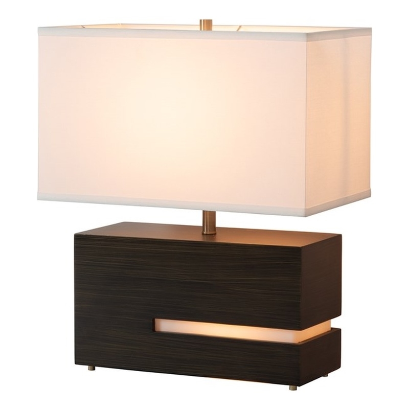 Zen Reclining Table Lamp - Gilded Ebony Wood Finish Weathered Brass