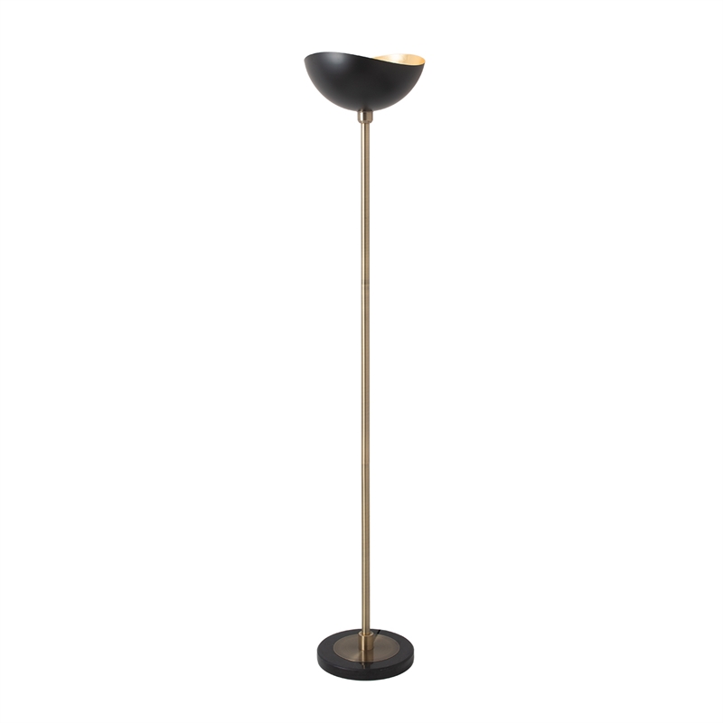 Luna Bella Torchiere Floor Lamp - Matte Black & Gold-Leaf Shade