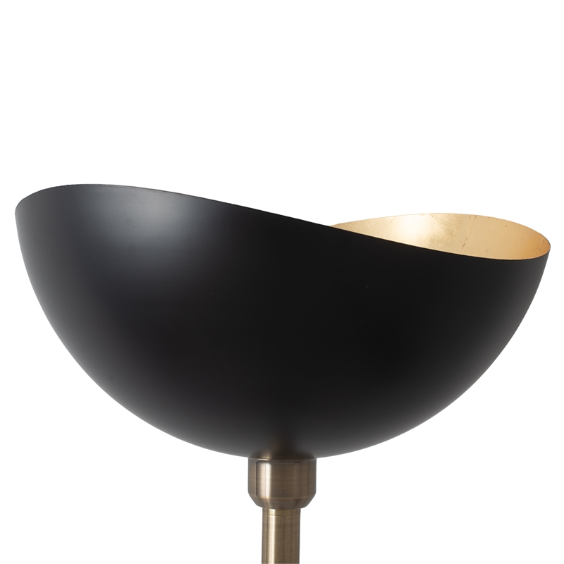 Luna Bella Torchiere Floor Lamp - Matte Black & Gold-Leaf Shade