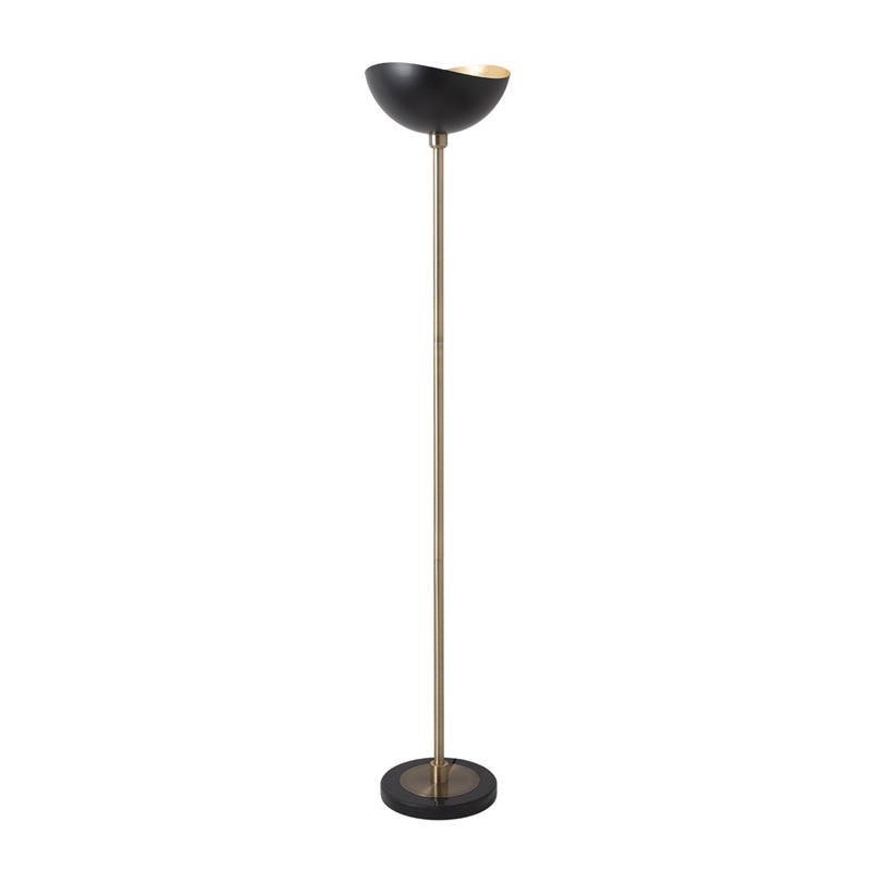 Luna Bella Torchiere Floor Lamp - Matte Black & Gold-Leaf Shade